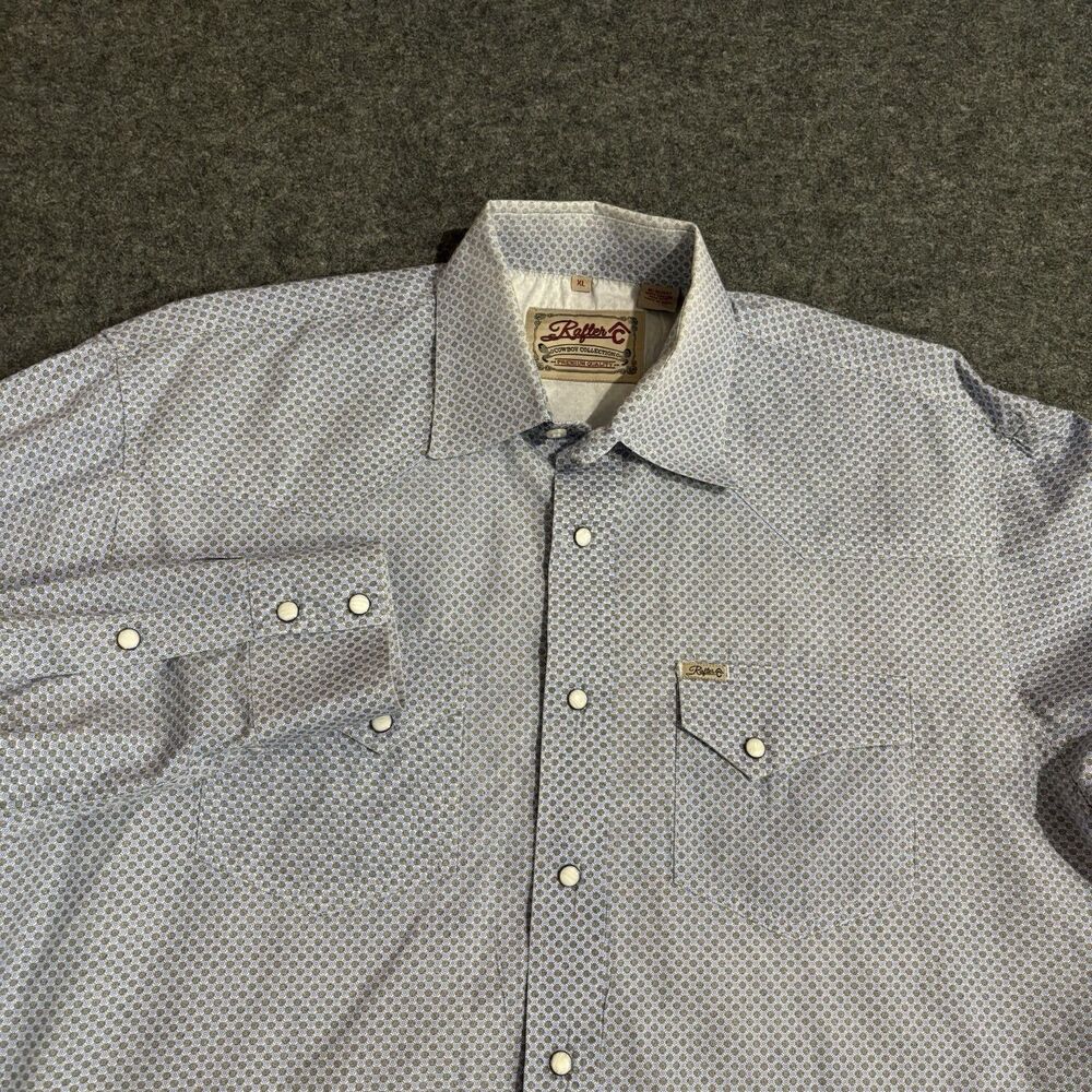 Rafter C Pearl Snap Shirt Men XL Black Faded Long Sleeve Western Cowboy Button